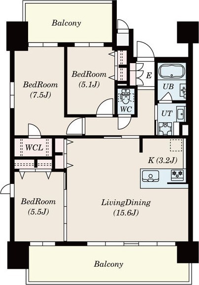 J1 3LDKの間取り図