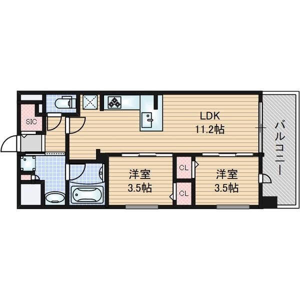 C 2LDKの間取り図