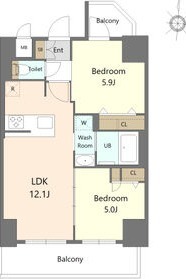 D 2LDKの間取り図