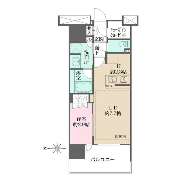 1305 1LDKの間取り図