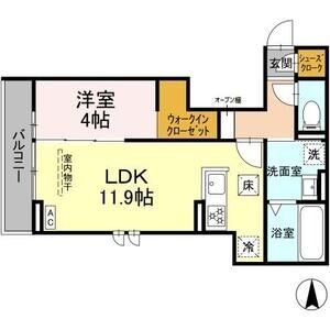 B1 1LDKの間取り図