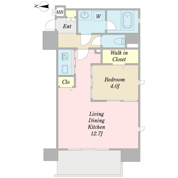 C 1LDKの間取り図