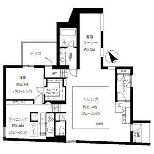 E 1LDKの間取り図