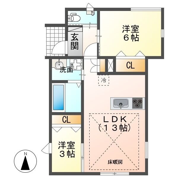 ５２㎡ 2LDKの間取り図