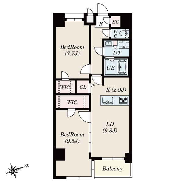 G1 2LDKの間取り図