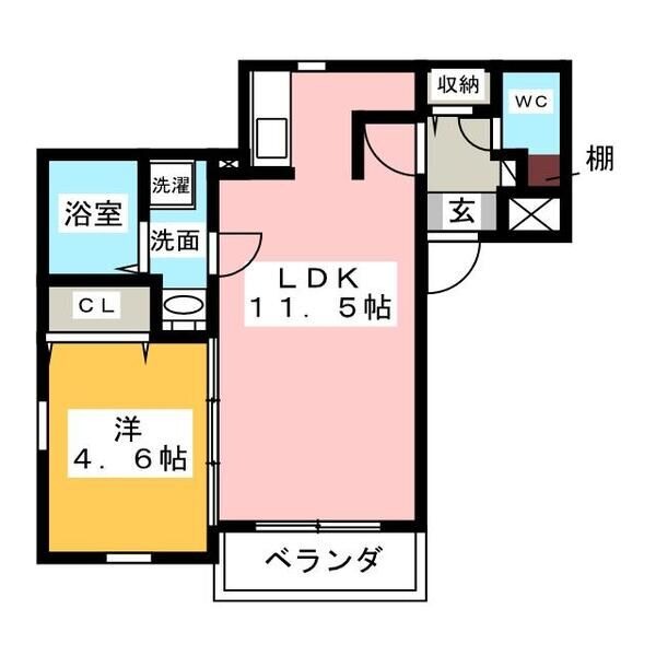 302 1LDKの間取り図