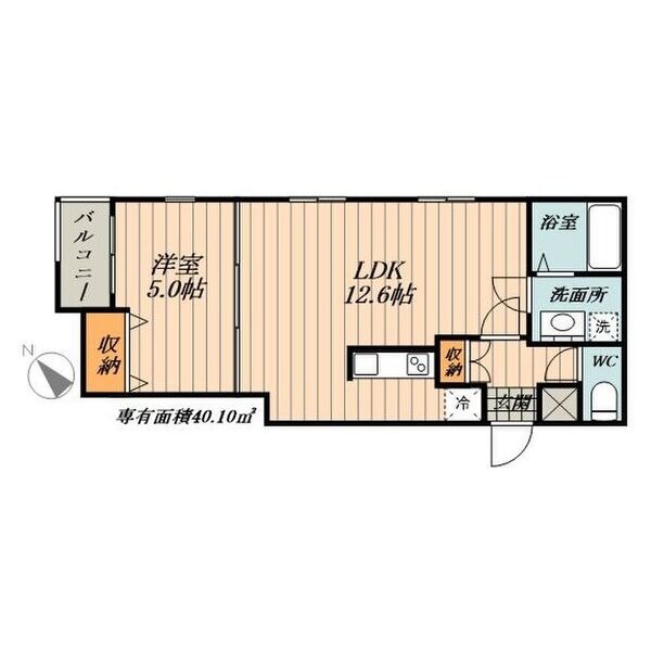 102 1LDKの間取り図