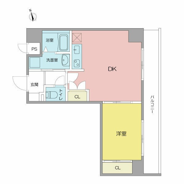 D 1LDKの間取り図