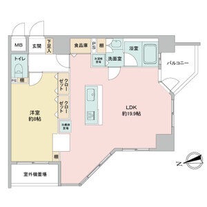 F 1LDKの間取り図