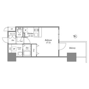 D' 1Rの間取り図