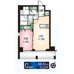0102 1LDKの間取り図