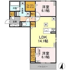 A1 2LDKの間取り図