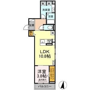 B2 1LDKの間取り図