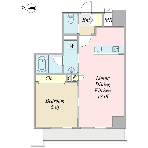 202 1LDKの間取り図