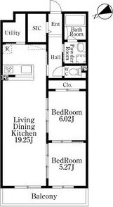 B 2LDKの間取り図