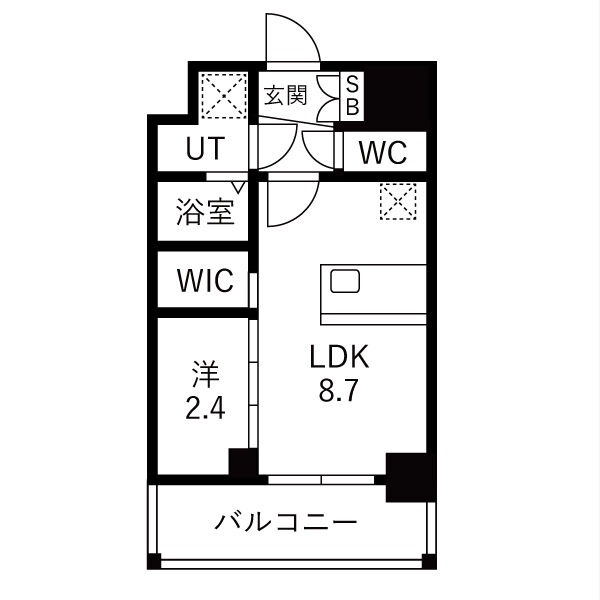 B2 1LDKの間取り図