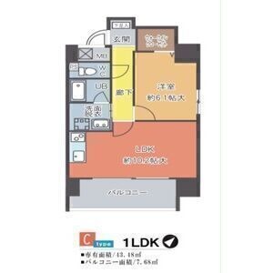 C 1LDKの間取り図