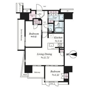 607 2LDKの間取り図