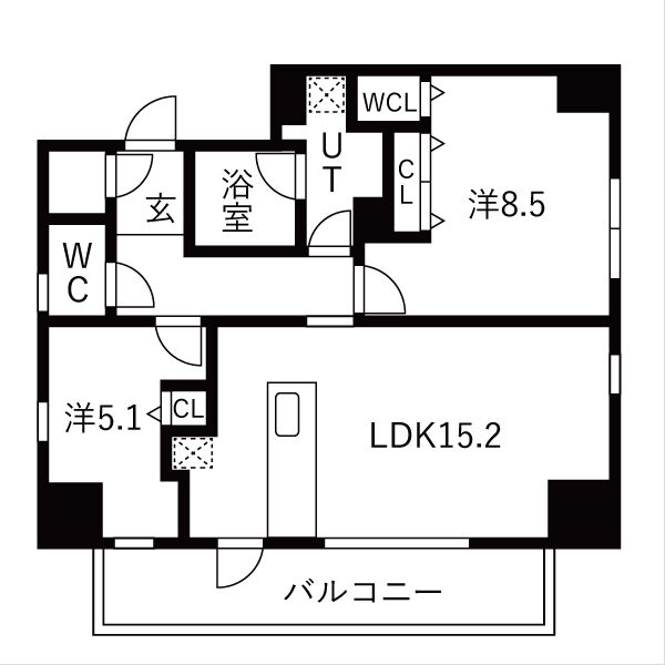 K 2LDKの間取り図