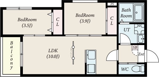 A 2LDKの間取り図