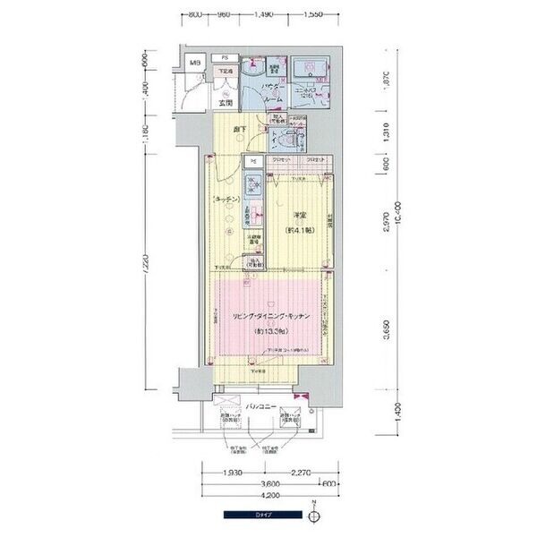J 1LDKの間取り図