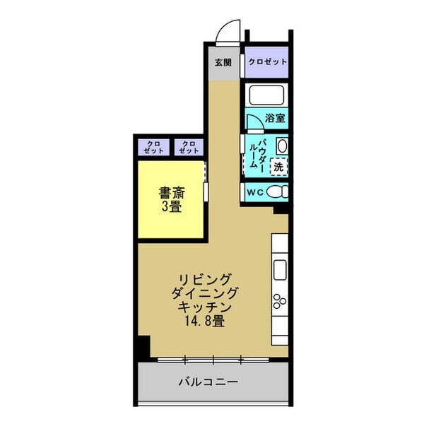 C 1LDKの間取り図