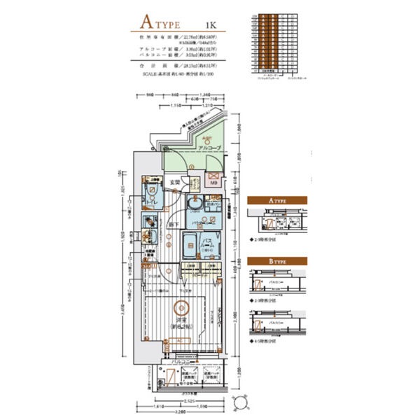 A 1Kの間取り図