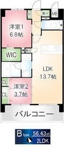 B 2LDKの間取り図
