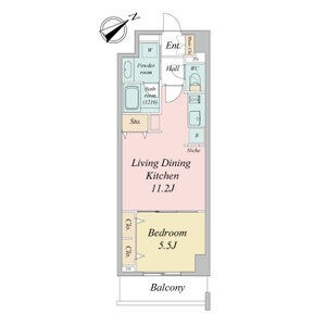 0202 1LDKの間取り図