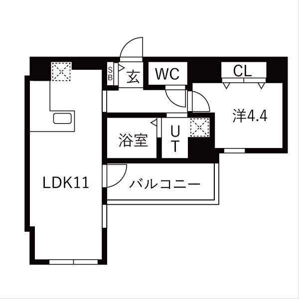I 1LDKの間取り図