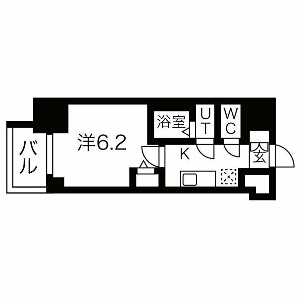 D 1Kの間取り図