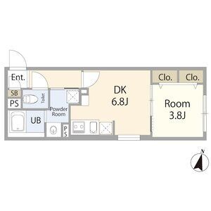 F 1DKの間取り図