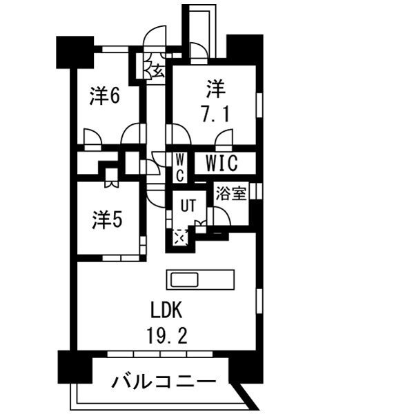 F 3LDKの間取り図