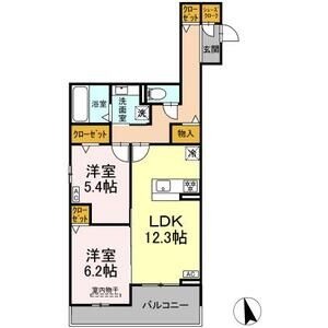 202 2LDKの間取り図