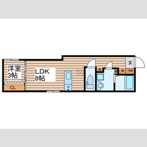 C 1LDKの間取り図