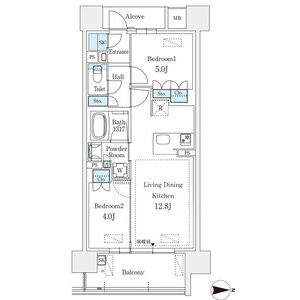 B 2LDKの間取り図