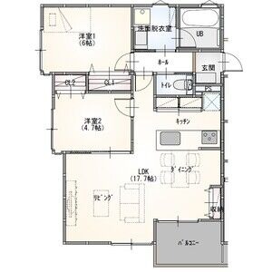 B 2LDKの間取り図