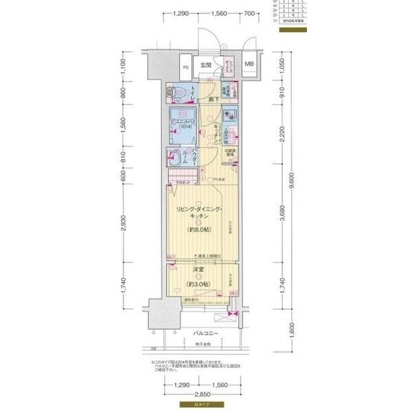 804 1LDKの間取り図