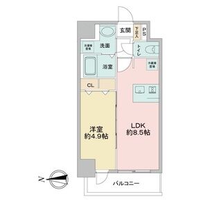 A 1LDKの間取り図