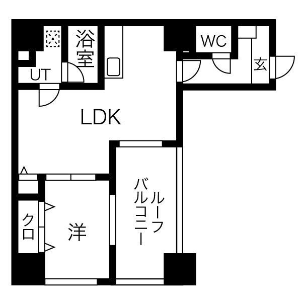 401 1LDKの間取り図