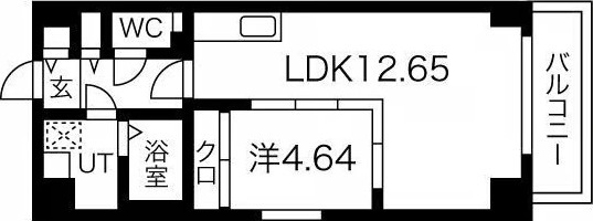 B' 1LDKの間取り図