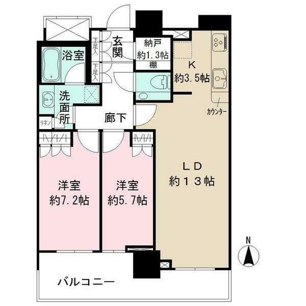 C 2LDKの間取り図