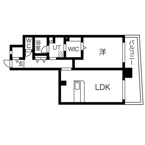 C 1LDKの間取り図