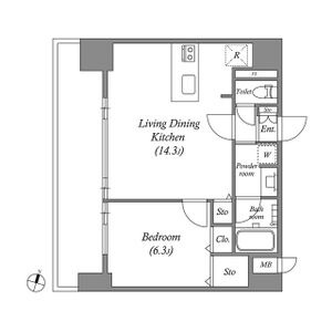 C 1LDKの間取り図