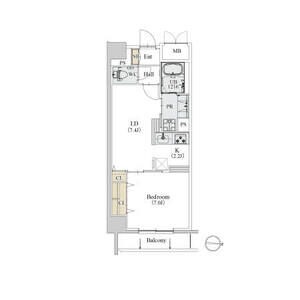 K 1LDKの間取り図