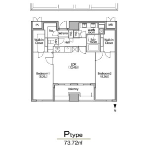 P 2LDKの間取り図
