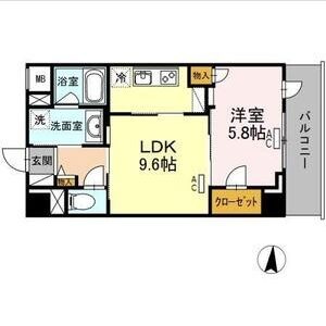 C 1LDKの間取り図