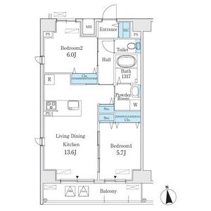 2LDKの間取り図