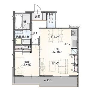 A 1LDKの間取り図
