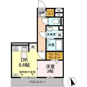 E 1DKの間取り図